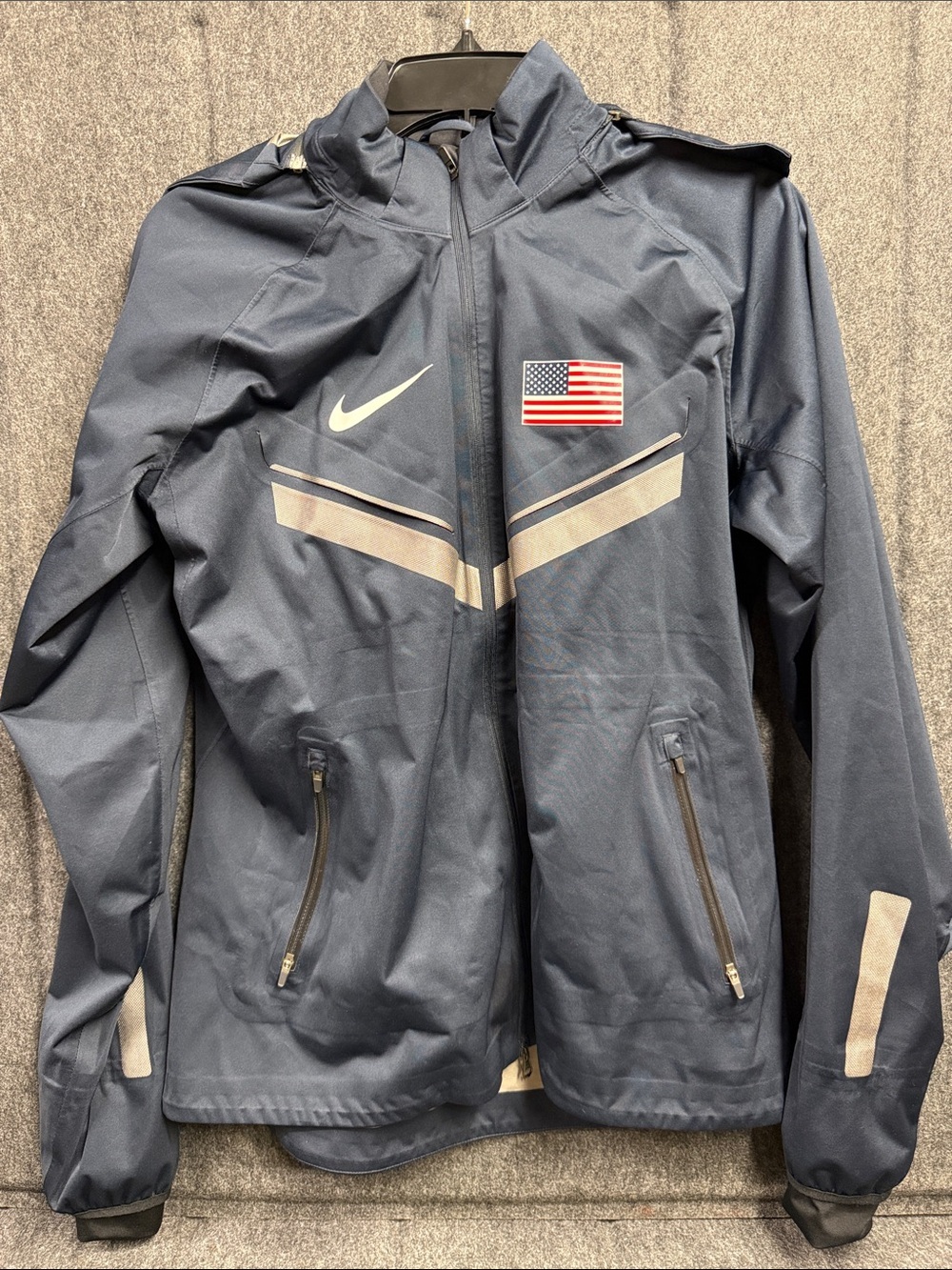 Nike Storm Fit USA Olympic Navy Jacket with American Flag Patch
